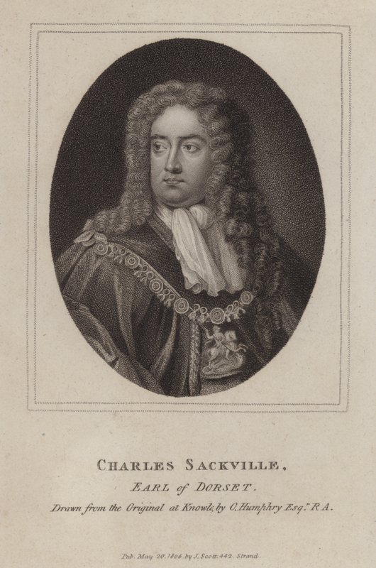 Charles Sackville, Dorsetin kuudes jaarli, englantilainen runoilija ja hoviherra (kaiverrus) tekijältä Godfrey (after) Kneller