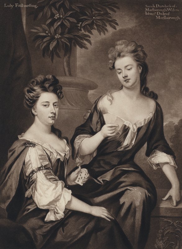 Sarah, Marlboroughin herttuatar ja Lady Fitzhardinge (litho) tekijältä Godfrey (after) Kneller