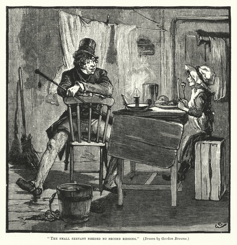 Pieni palvelija ei tarvinnut toista tarjousta (kaiverrus) tekijältä Gordon Frederick (after) Browne