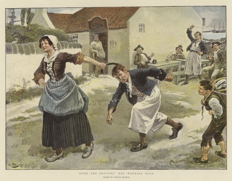 Kotiin Hän toi Warrior Boldin (chromolitho) tekijältä Gordon Frederick Browne