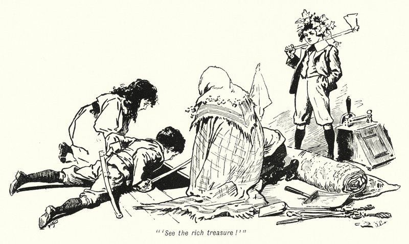 Kuvitus E Nesbitin tarinaan aarteenetsijöistä (litho) tekijältä Gordon Frederick Browne