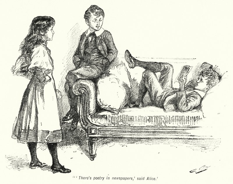 Kuvitus E Nesbitin tarinaan aarteenetsijöistä (litho) tekijältä Gordon Frederick Browne