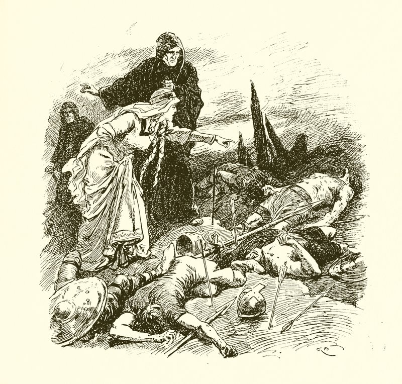 Kuningatar Edith löytää Haroldin ruumiin Hastingsin taistelun jälkeen. tekijältä Gordon Frederick Browne