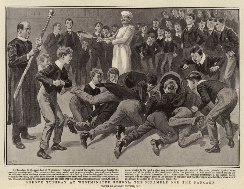 Lastaaistiistai Westminster Schoolissa, Scramble for the Pancake tekijältä Gordon Frederick Browne