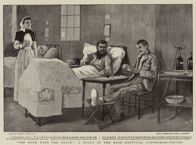 Buuri voittaa tempun, kohtauksen Pietermaritzburgin tukikohdan sairaalassa tekijältä Gordon Frederick Browne