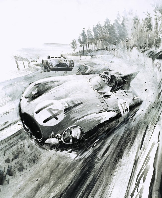 D-type Jaguar Le Mansin osakilpailussa 1954 tekijältä Graham Coton
