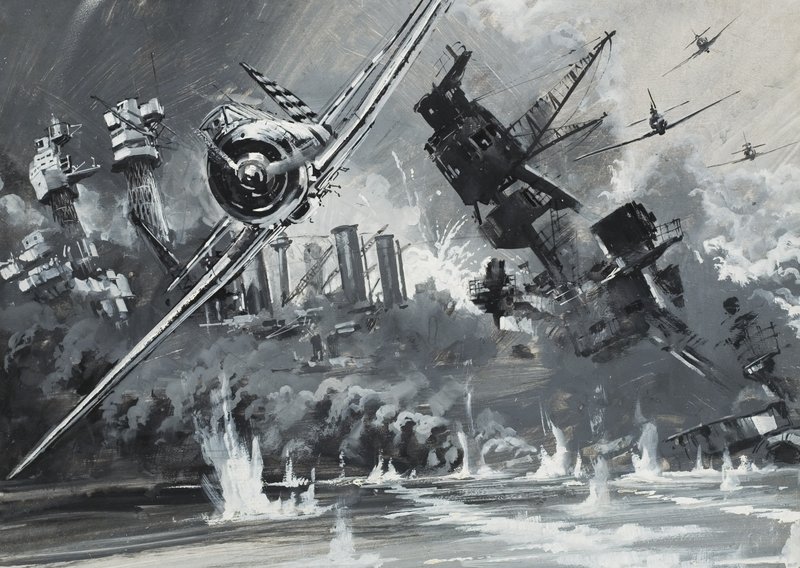 Pearl Harbour, 7. joulukuuta 1941 (guassia paperille). tekijältä Graham Coton