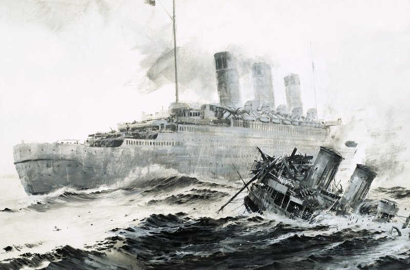 Queen Mary törmää saattoalukseensa Curacoaan ja upottaa aluksen. tekijältä Graham Coton
