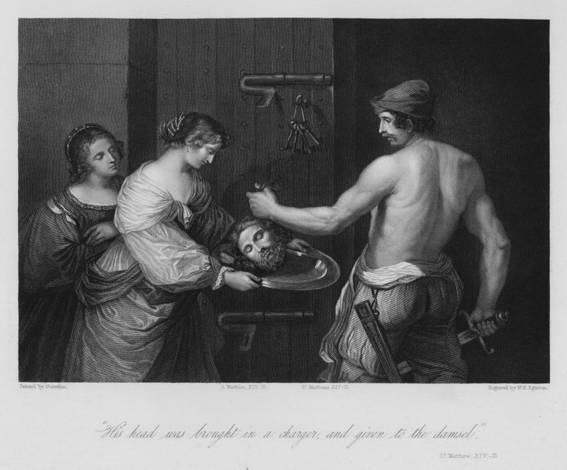 Johannes Kastajan kuolema, pyhä Matteus XIV tekijältä Guercino