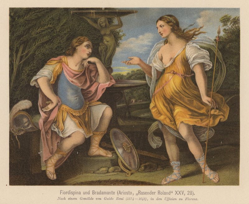 Kohtaus Ludovico Arioston teoksesta Orlando Furioso (värilitro). tekijältä Guido (after) Reni