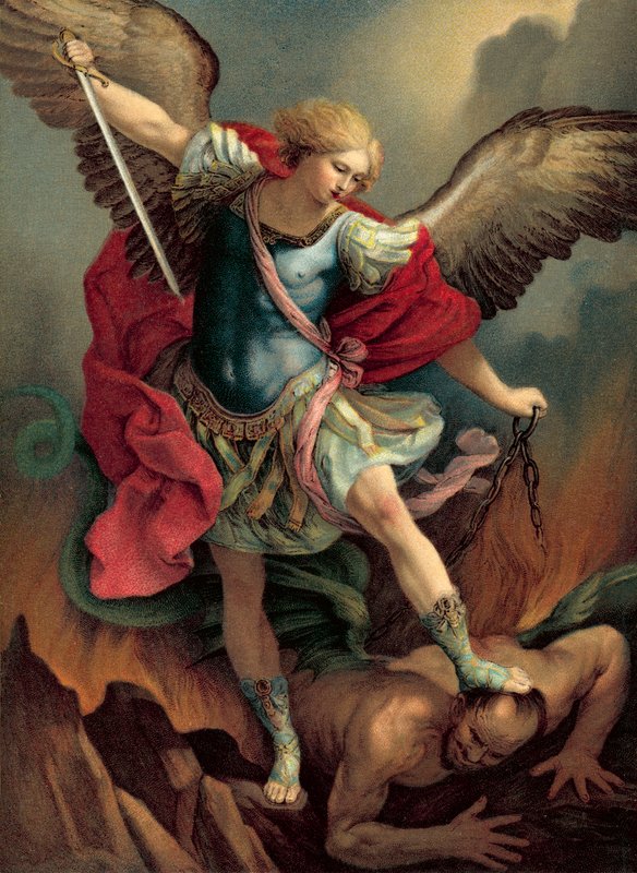 Arkkienkeli Mikael (chromolitho) tekijältä Guido Reni