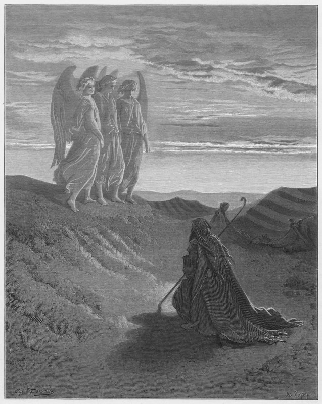 Gustave Dore Raamattu: Abraham ja kolme enkeliä tekijältä Gustave Dore