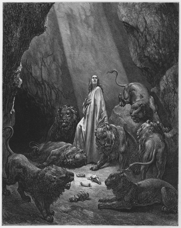 Gustave Dore Raamattu: Daniel leijonien luolassa tekijältä Gustave Dore
