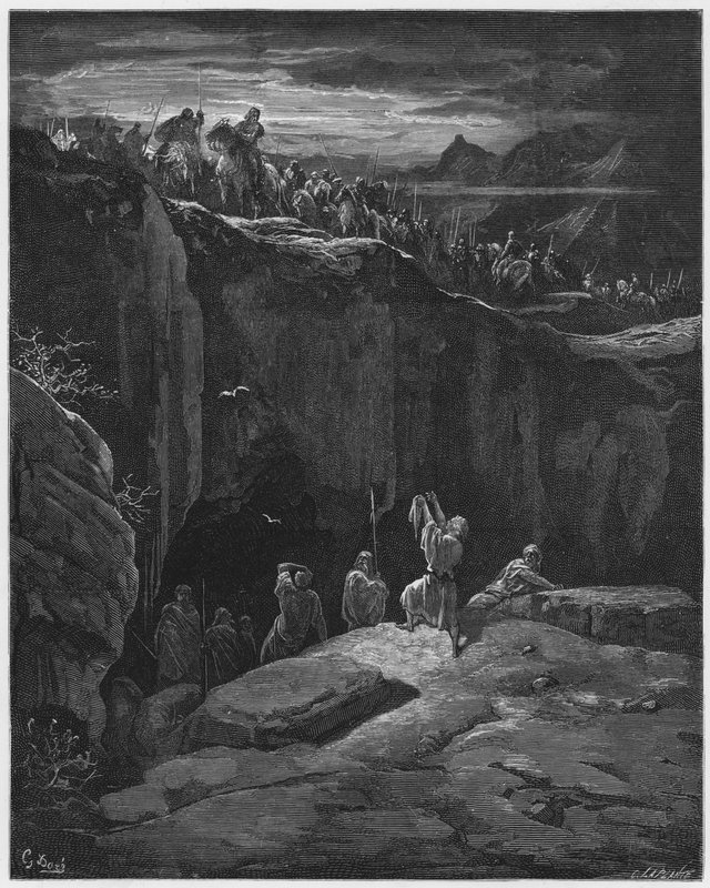 Gustave Dore Raamattu: David näyttää Saulille, että hän oli säästänyt hänen henkensä tekijältä Gustave Dore