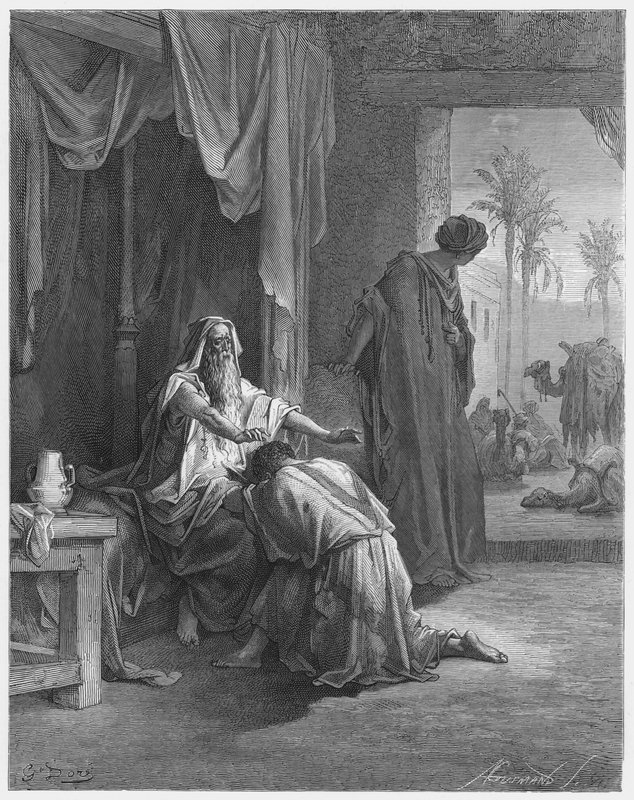 Gustave Dore Raamattu: Iisak siunaa Jaakobia tekijältä Gustave Dore