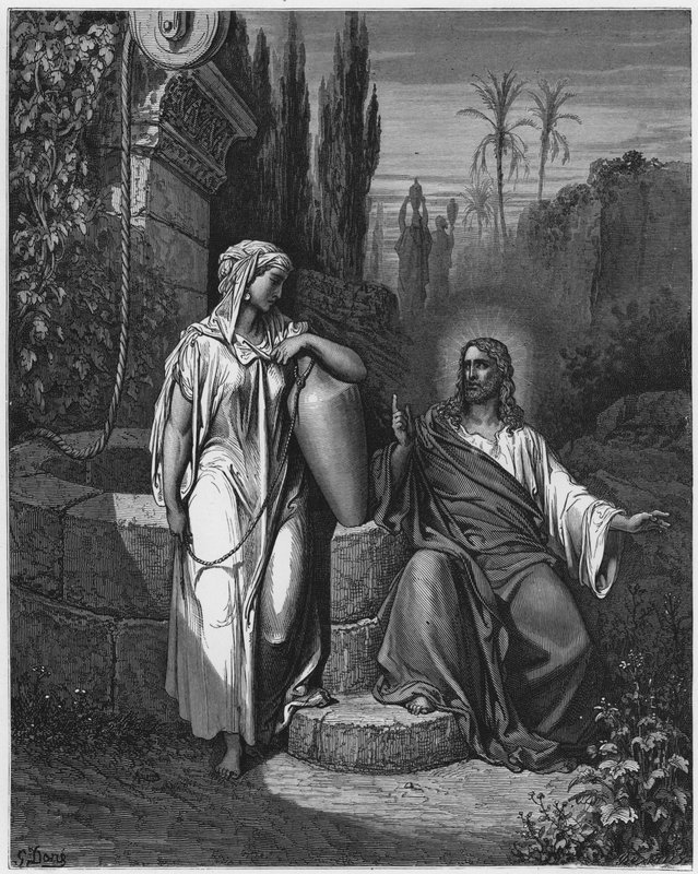 Gustave Dore Raamattu: Jeesus ja samarialainen nainen tekijältä Gustave Dore