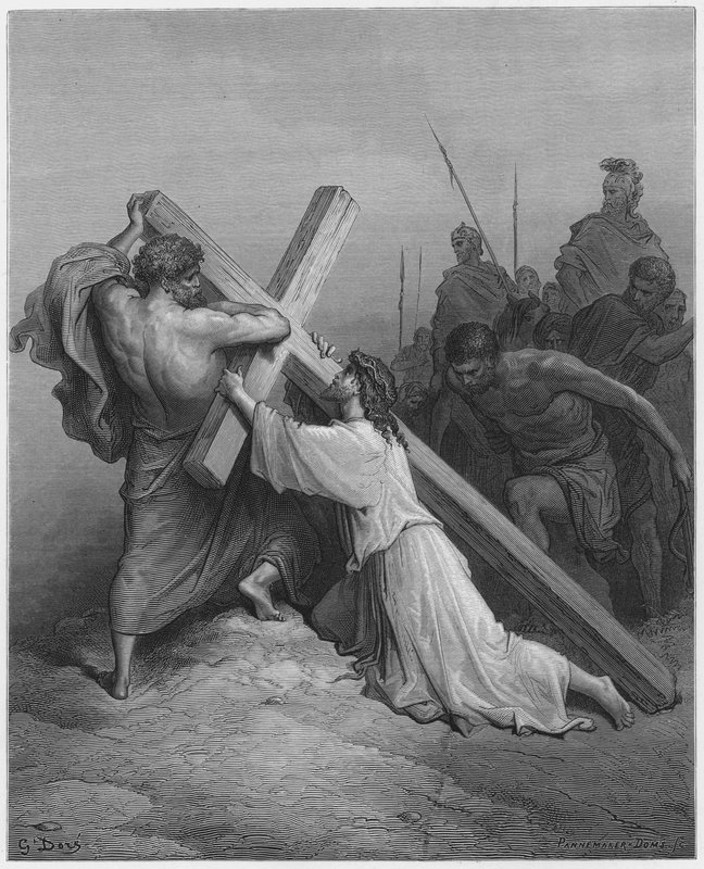 Gustave Dore Raamattu: Jeesus putoaa ristin alle tekijältä Gustave Dore