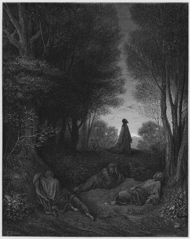 Gustave Dore Raamattu: Jeesus rukoilee puutarhassa tekijältä Gustave Dore