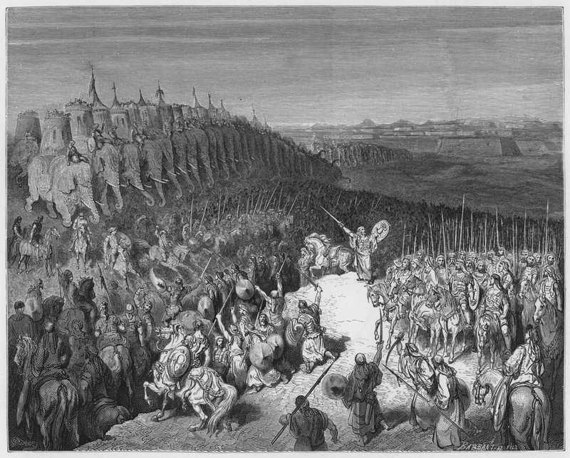 Gustave Dore Raamattu: Jonathan Apolloniuksen armeijan läsnäollessa tekijältä Gustave Dore