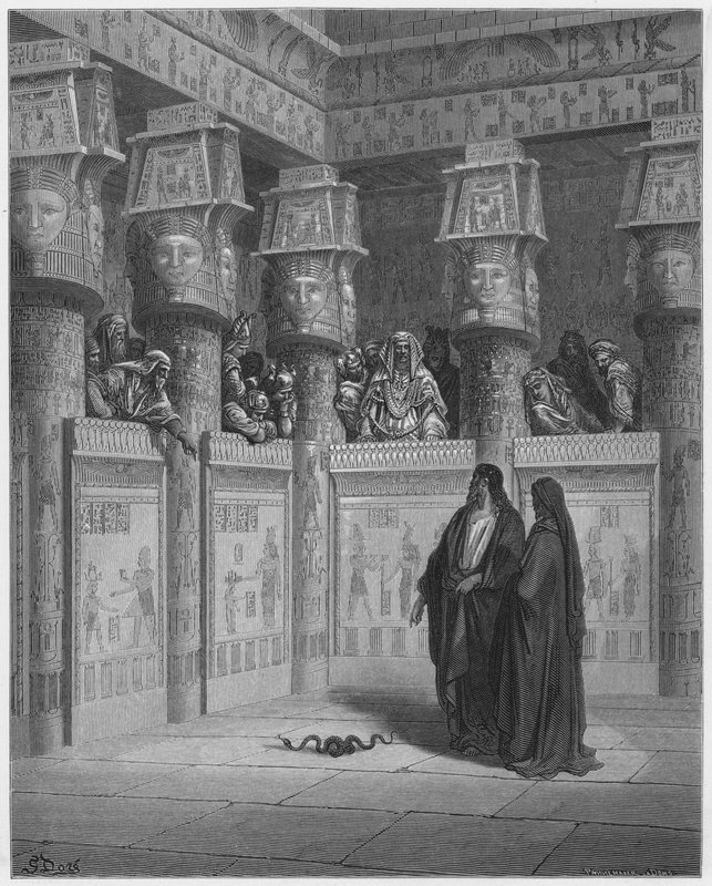 Gustave Dore Raamattu: Mooses ja Aaron faraon edessä tekijältä Gustave Dore