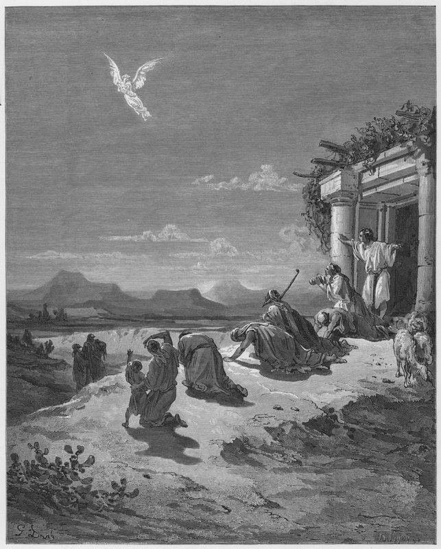 Gustave Dore Raamattu: Enkeli Rafael ja Tobitin perhe tekijältä Gustave Dore