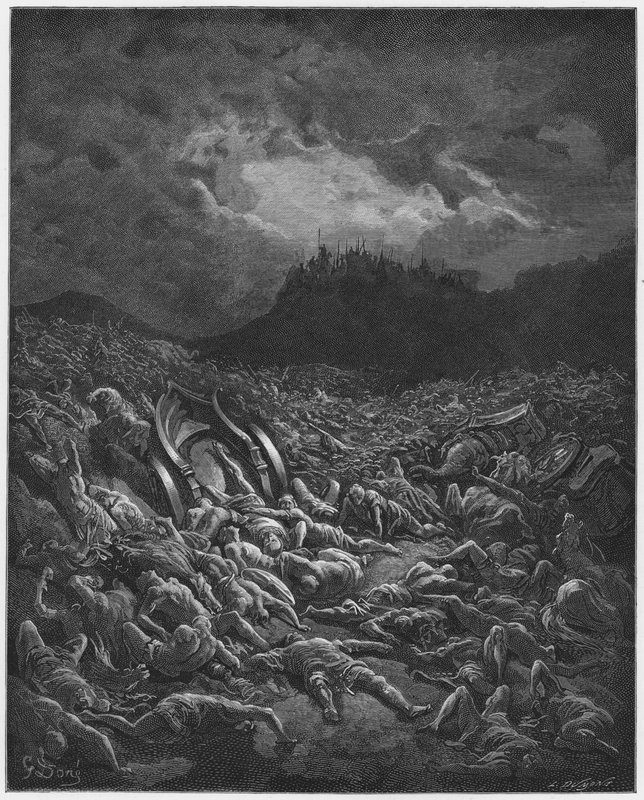 Gustave Dore Raamattu: Ammonilaisten ja moabilaisten armeijoiden tuhoaminen tekijältä Gustave Dore