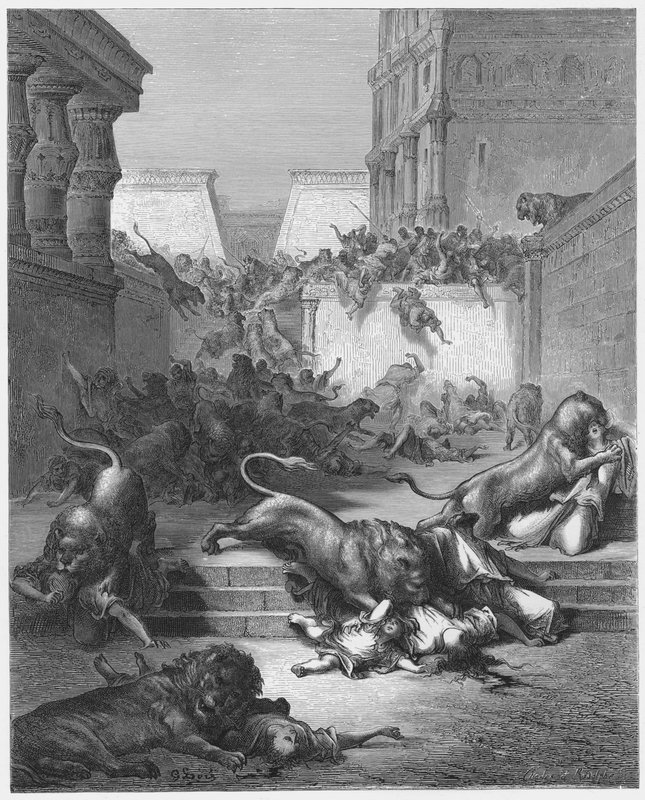 Gustave Dore Raamattu: Outoja kansakuntia, jotka Samarian leijonat surmasivat tekijältä Gustave Dore