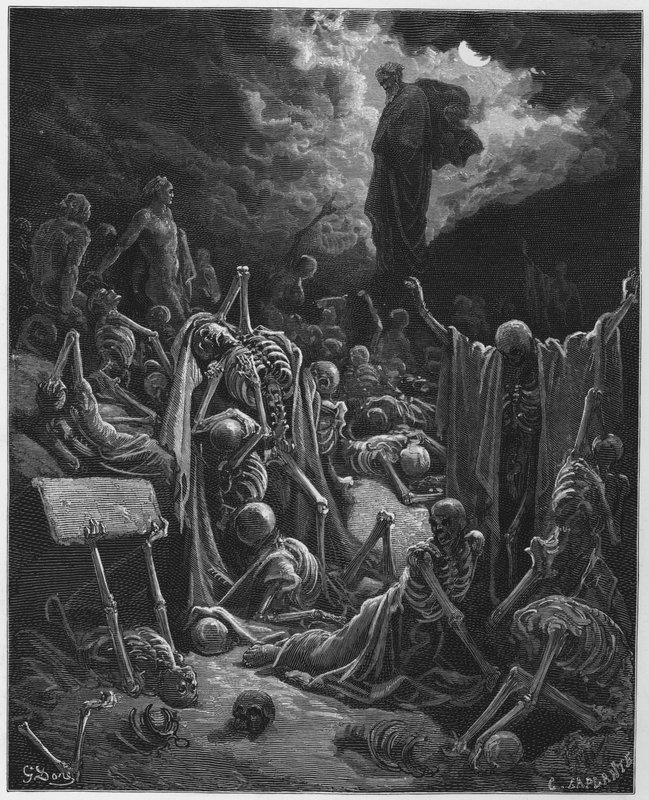 Gustave Dore Raamattu: Näky kuivien luiden laaksosta tekijältä Gustave Dore