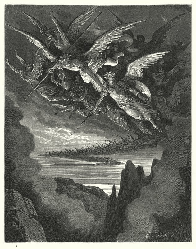 Gustave Doren kuvitus elokuvalle Miltons Paradise Lost, kirja I, rivit 344, 345 tekijältä Gustave Dore