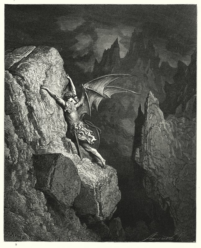 Gustave Doren kuvitus Miltons Paradise Lost -kirjalle II, rivit 949, 950 tekijältä Gustave Dore