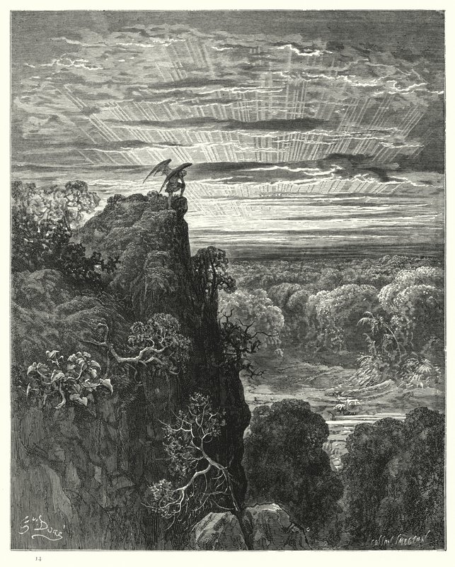 Gustave Doren kuvitus Miltons Paradise Lost -kirjalle IV, rivit 172, 173 tekijältä Gustave Dore