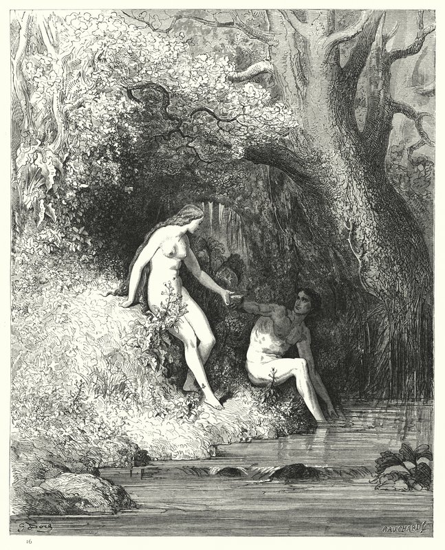 Gustave Doren kuvitus Miltons Paradise Lost -kirjalle IV, rivit 335, 336 tekijältä Gustave Dore
