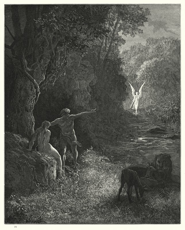 Gustave Doren kuvitus Miltons Paradise Lost -kirjalle V, rivit 309, 310 tekijältä Gustave Dore