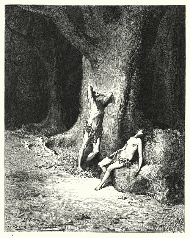 Gustave Doren kuvitus Miltons Paradise Lost -kirjalle IX, rivit 1121-1123 tekijältä Gustave Dore
