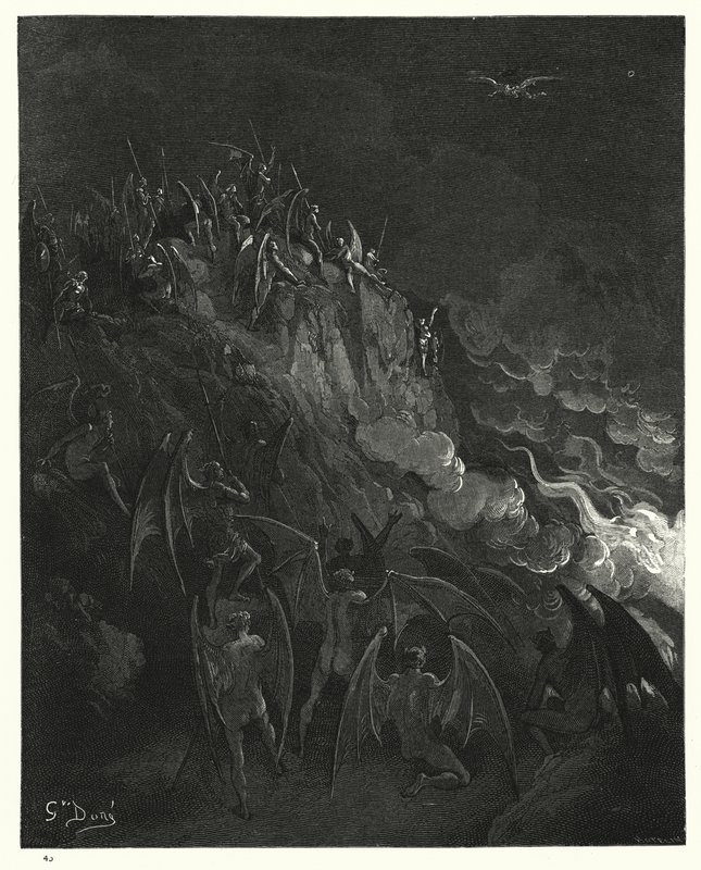 Gustave Doren kuvitus Miltons Paradise Lost -kirjalle X, rivit 439-441 tekijältä Gustave Dore