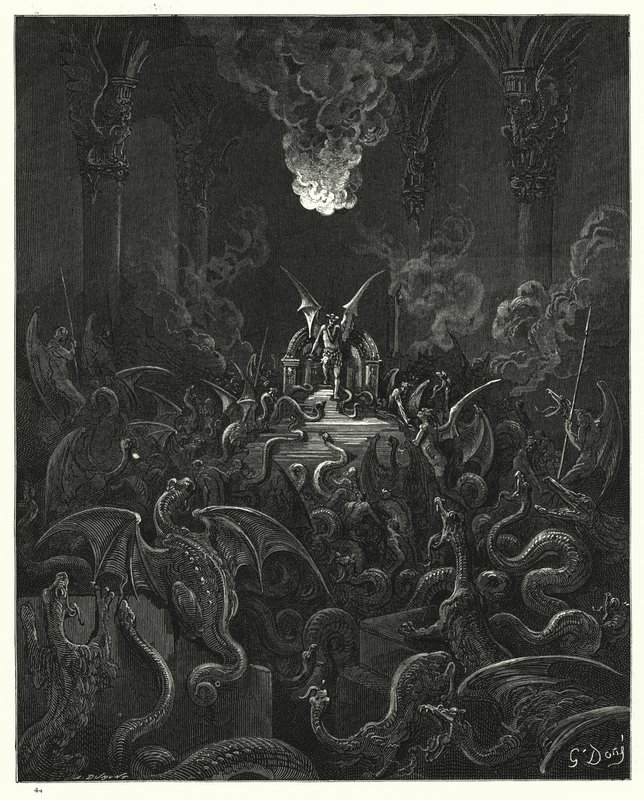Gustave Doren kuvitus Miltonin Kadonnut paratiisi, kirja X, rivit 521-523. tekijältä Gustave Dore