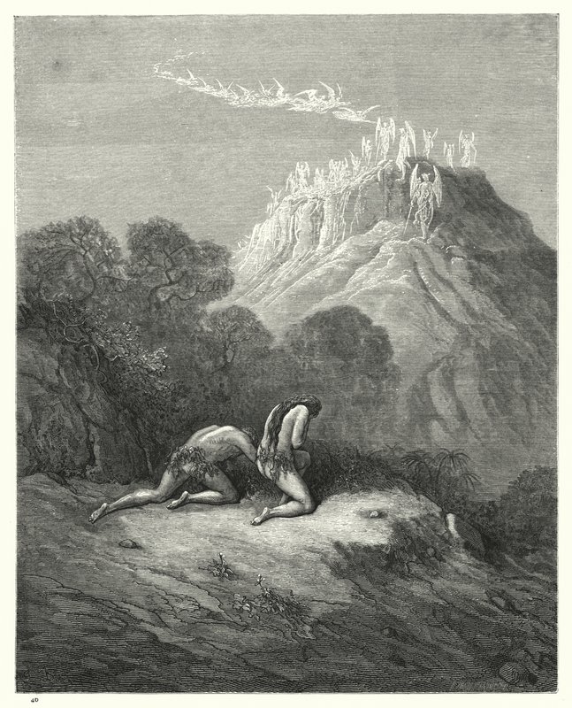 Gustave Doren kuvitus Miltonin Kadonnut paratiisi -teokseen, kirja XI, rivit 208-210. tekijältä Gustave Dore