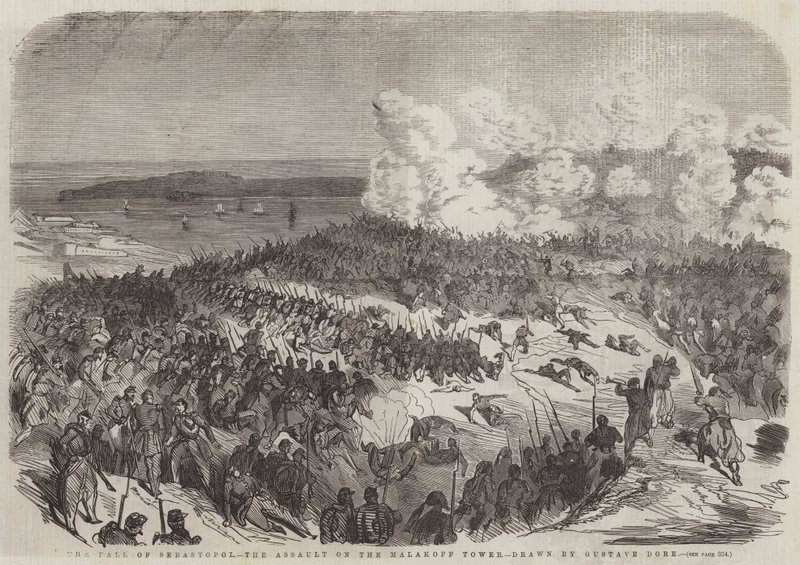 Sebastopolin kaatuminen, hyökkäys Malakoff-tornille tekijältä Gustave Dore