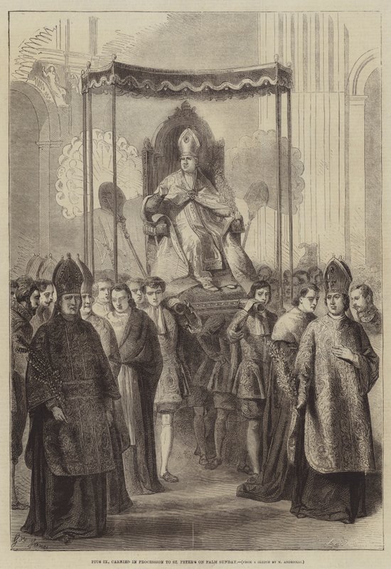 Pius IX kuljetti kulkueessa Pietariin palmusunnuntaina tekijältä Gustave Janet