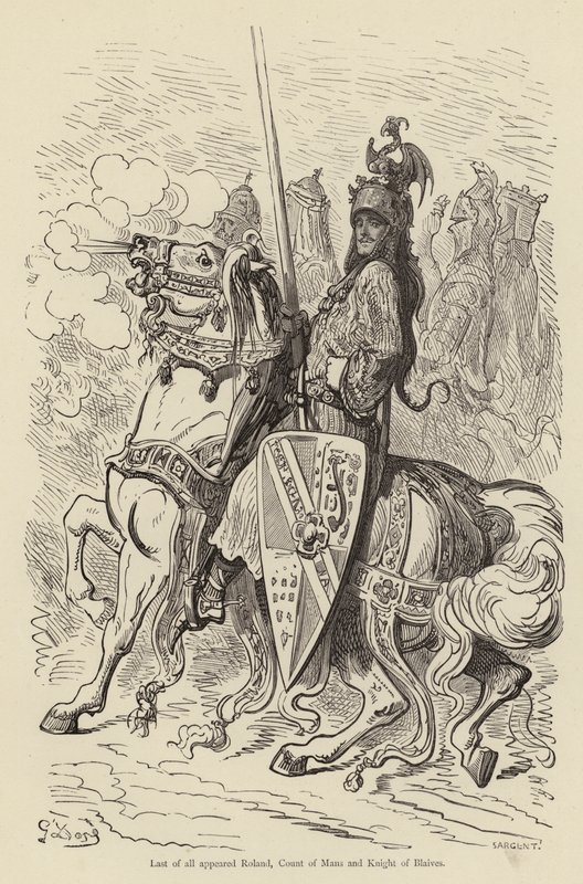 Viimeisenä ilmestyi Roland, Mansin kreivi ja Blaivesin ritari... tekijältä Gustave after Dore