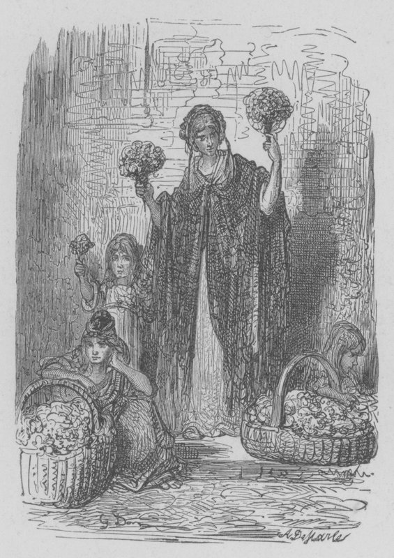 Kukkamyyjä tekijältä Gustave after Dore