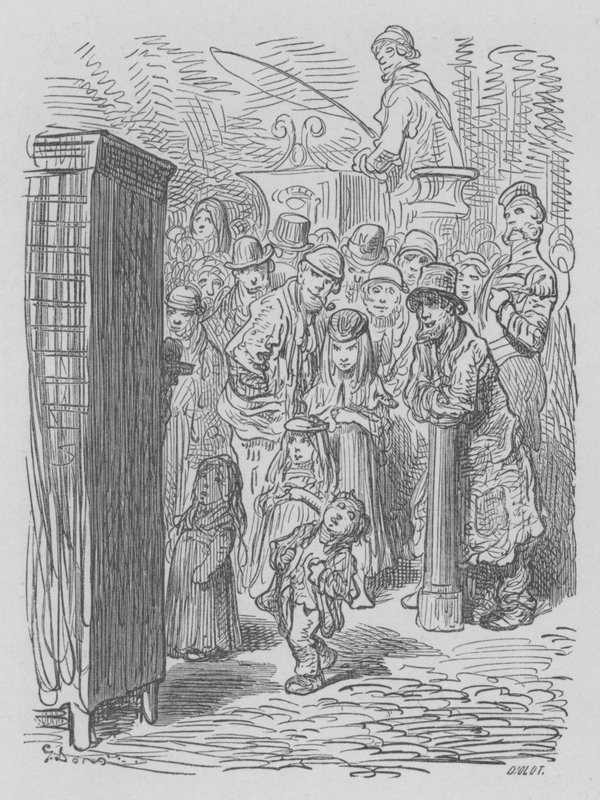 Punch Et Judy, teatteri Ambulantti tekijältä Gustave after Dore