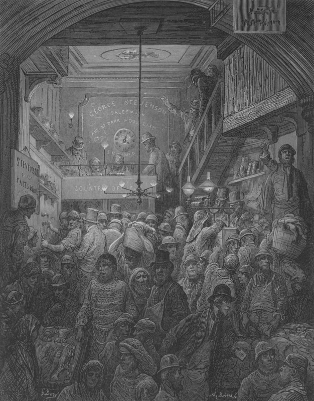Kalojen myynti Crieessä tekijältä Gustave after Dore