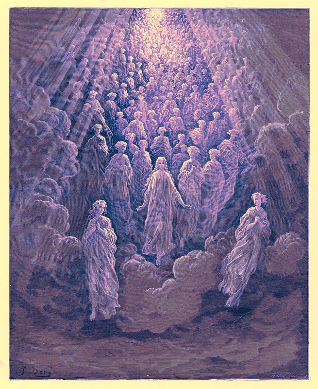 The Angels in the Planet Mercury, kuvitus "Dore Gallerysta", julkaistu noin 1890 (digitaalisesti paranneltu kuva) tekijältä Gustave (after) Dore