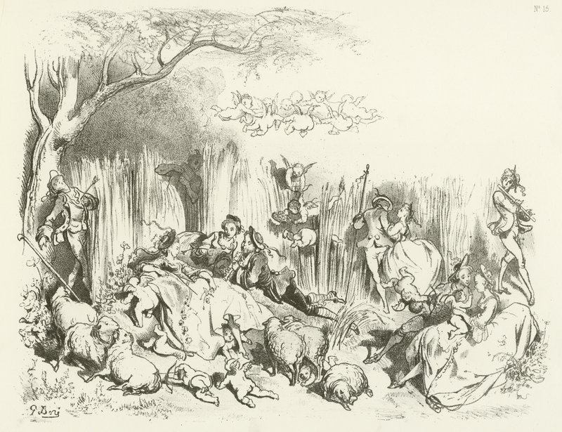 Pastoraali Ludvig XV:n johdolla (syväpaino) tekijältä Gustave Dore