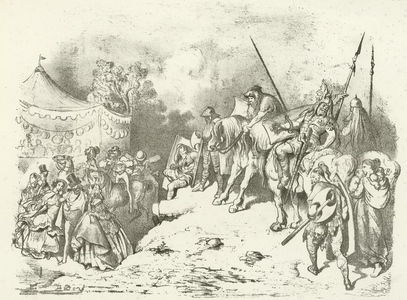 Muinainen britti pohtii jälkeläistensä pukua (syväpaino) tekijältä Gustave Dore