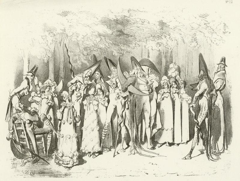 Fashions Under The Directory 1798. The Incroyables (syväpaino) tekijältä Gustave Dore