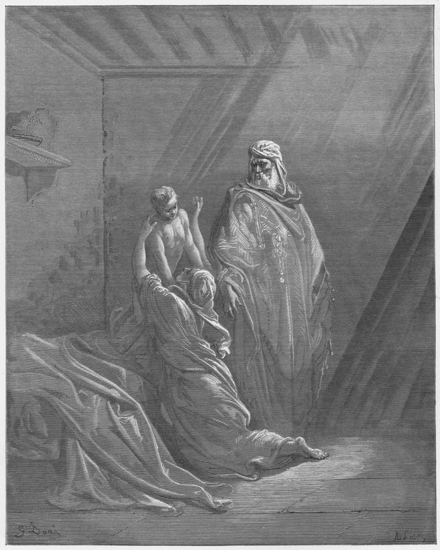 Gustave Dore Raamattu: Elia kasvattaa Sarpatin lesken pojan tekijältä Gustave Dore