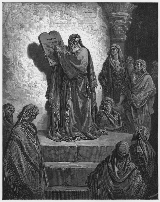 Gustave Dore Raamattu: Ezra lukee lakia kansan kuullen tekijältä Gustave Dore