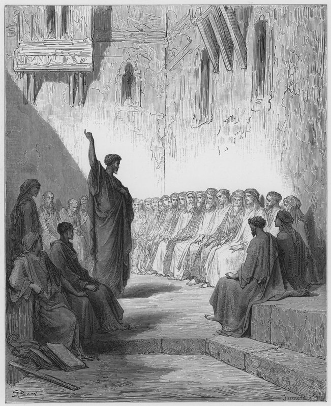 Gustave Dore Raamattu: S Paavali saarnaa tessalonikalaisille tekijältä Gustave Dore